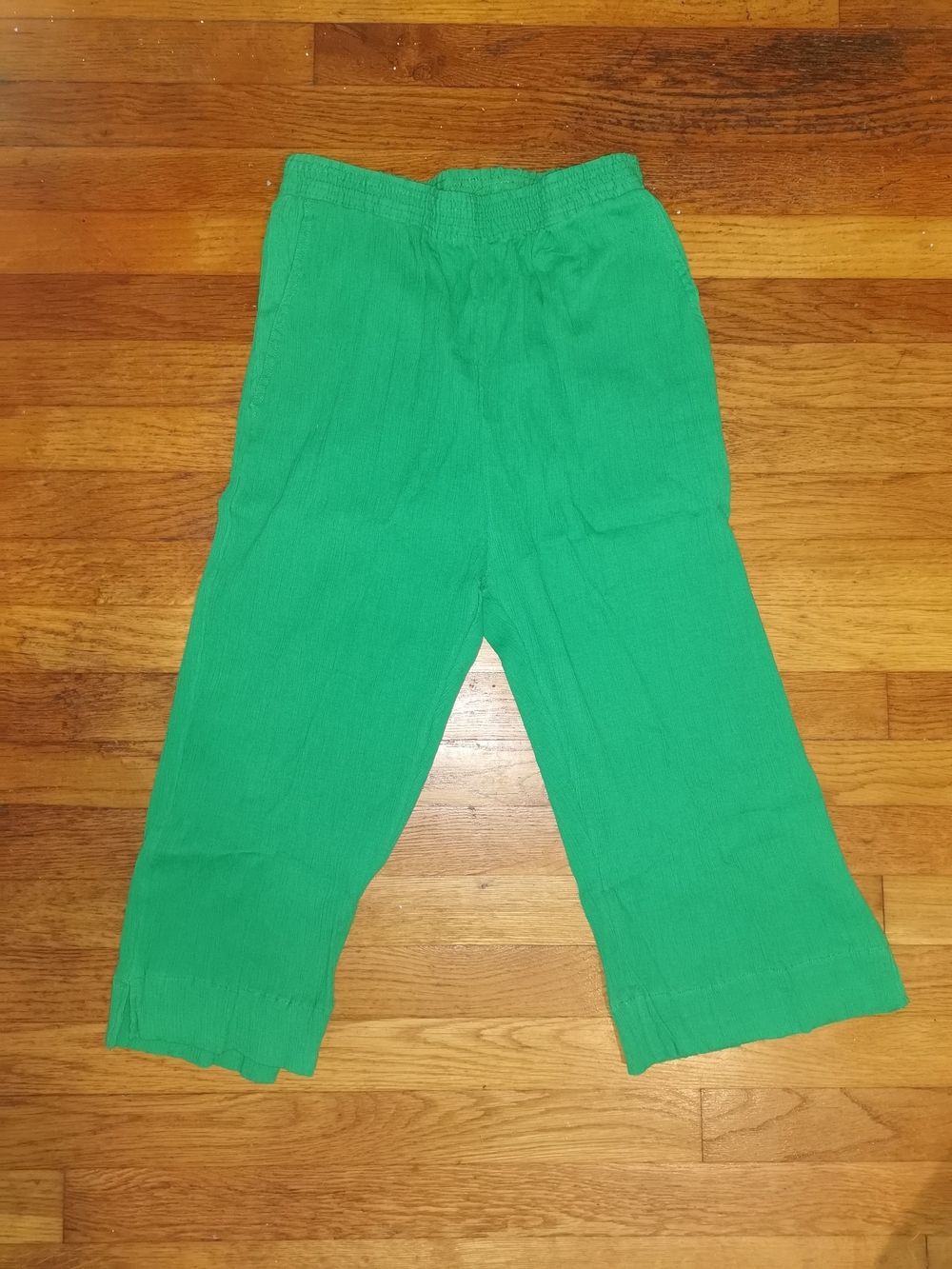 BocaBay Vibrant Green Cropped Pants Elastic Waist Casual Size 16P